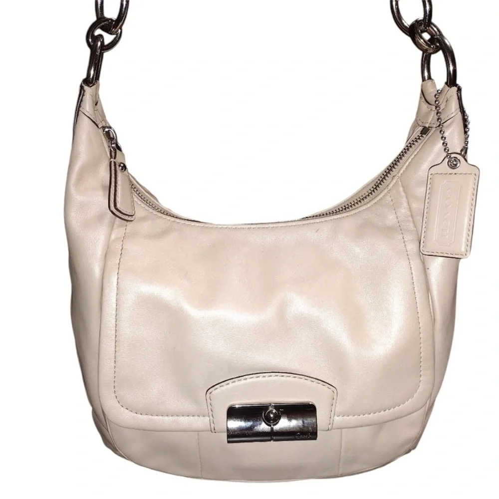 Coach Kristin Hobo Shoulder Bag Ivory Champagne Color With Silver Hardware